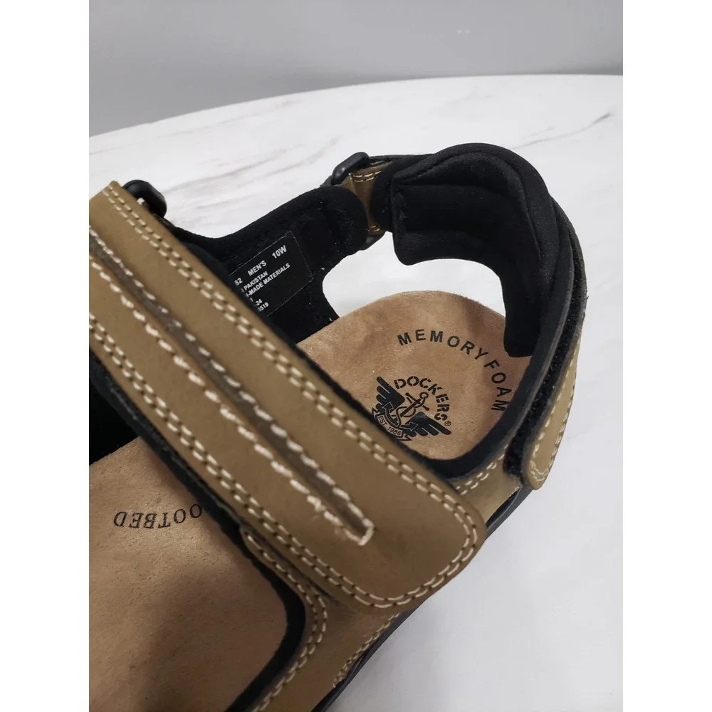 NEW 10 WIDE - Dockers fisherman‎ ankle strap sandals mens tan brown gorpcore dad